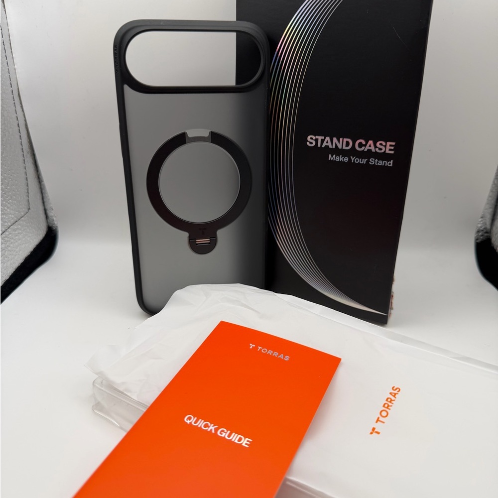 Torras Black Stand iPhone Air Case w/ 360 Spin Ring. New.